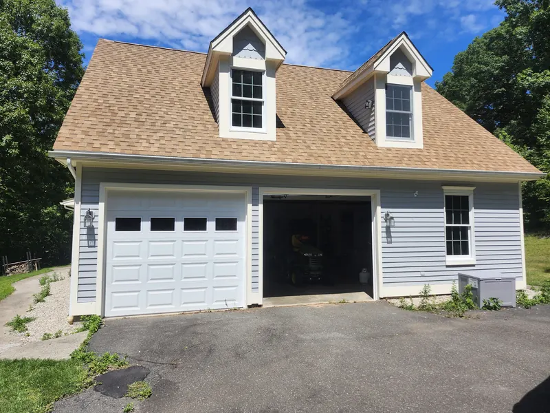 Garage with twin dormers